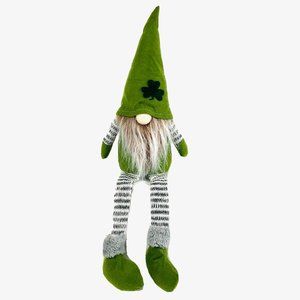 St Patricks Day Gnome Weighted Shelf Sitter with Dangling Legs Cute Decoration